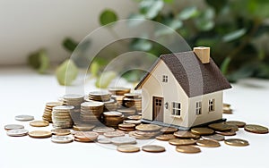 Tiny House Papers Coins and Calculator. Generative AI