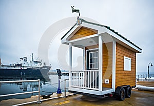 Tiny house shed on wheels near lake michigan