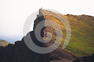 Tiny  house at the top of the steep cliff, San Lorenzo point, Madeira island