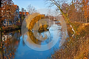 The tiny Islet on Innerste river, Kalenberger Graben, Hildesheim, Germany
