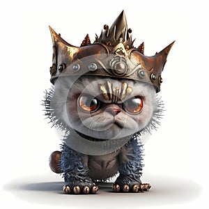 Tiny King Monster Cat. Generative AI