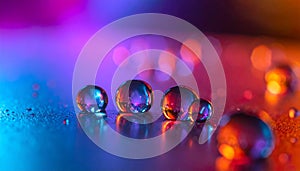 Vibrant Neon Water Drops on an Abstract Background