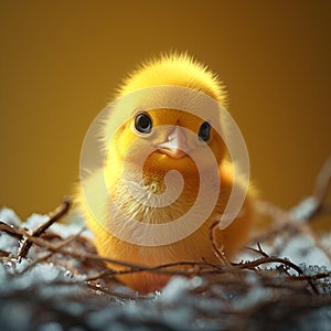 Tiny marvel Cute chick explores its world, symbolizing newborn joy