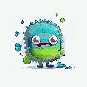 tiny and mischievous bacteria who live on your skin and protect you from harmful invaders! cute children creature, AI