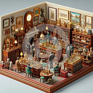 A tiny museum displaying miniature artifacts