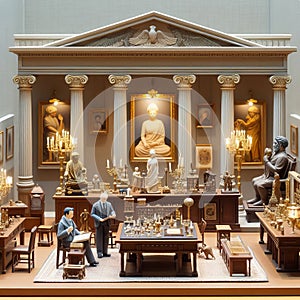 A tiny museum displaying miniature artifacts
