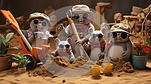 Tiny Nomads: Cute Mouse Family Embarking on a Desert Adventure