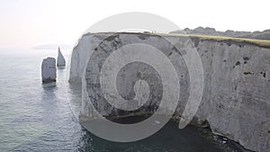 Tiny people Jurassic Coast Dorset southern England UK Old Harry Rocks chalk formations