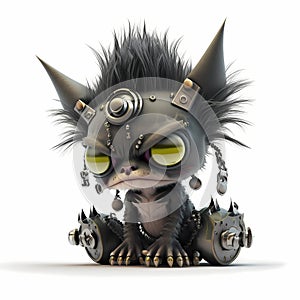 Tiny Punk Monster Cat. Generative AI
