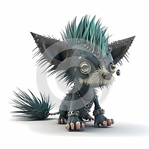 Tiny Punk Monster Dog. Generative AI