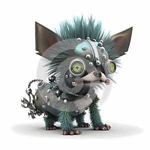 Tiny Punk Monster Dog. Generative AI