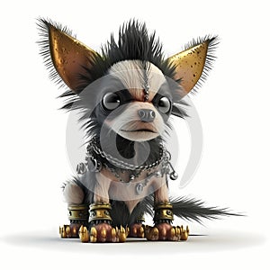 Tiny Punk Monster Dog. Generative AI