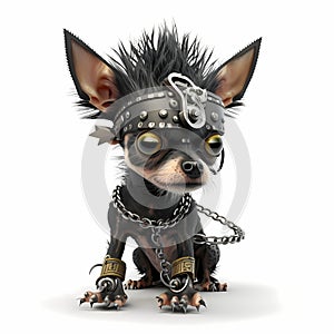 Tiny Punk Monster Dog. Generative AI