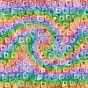 Tiny Rainbow Swirl Squiggly Swirly Spiral Squares Seamless Texture Pattern