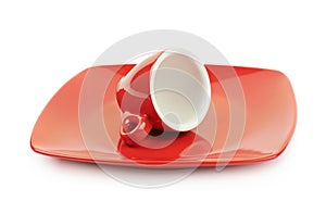 Tiny red espresso cup isolated