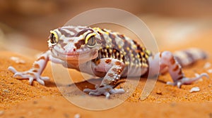 A tiny reptile perched on the ground