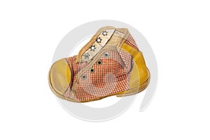 Tiny retro shoe for toddler isolated