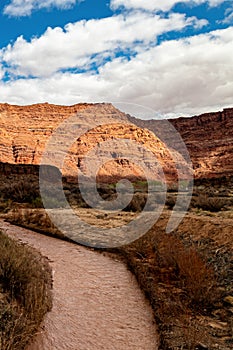 Tiny river bend before joining the big Colorado river, Lees Ferry landing, Page, AZ, USA