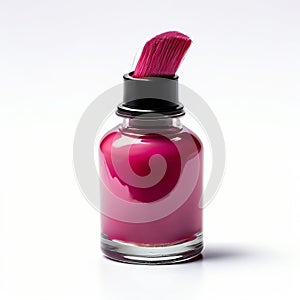 tiny round bottle of nail polish with a small brush attached t