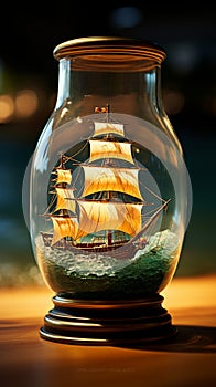 Tiny seafarer Ship bottle captures maritime wonder in a delicate glass bound vessel