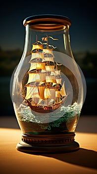 Tiny seafarer Ship bottle captures maritime wonder in a delicate glass bound vessel