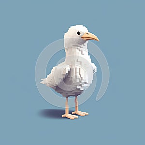 Tiny Seagull Pixel Art: Playful Minecraft Character With Realistic 8k 3d Style