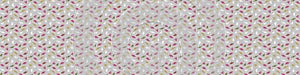 Tiny Seed Leaves Ditsy Nature Border Background. Seamless Pattern Ribbon Trim in Soft Gray. Organic Leaf and Dot Motif for Fashion