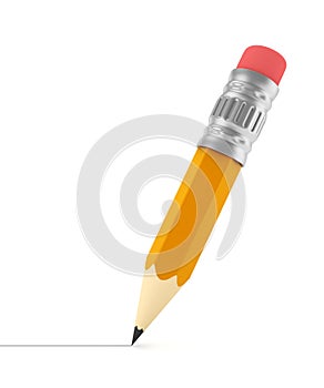 Tiny sharp pencil drawing a line