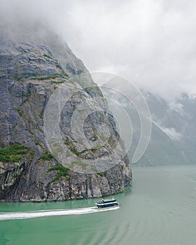 A Tiny Sight-seeing Ship in Tracy Arm Fjord