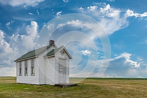 The tiny St. Johns Lutheran Church near Leader, SK, Canada