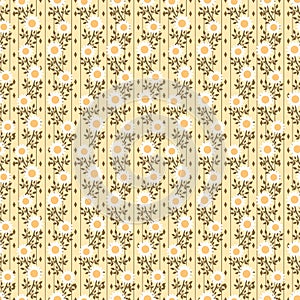 Tiny sweet flower in yellow background seamless pattern