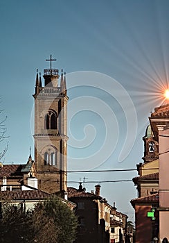 The tiny town of Massa Lombarda at sunset. photo