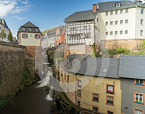 Tiny waterfall in the german city called Saarburg