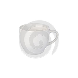 Tiny white ceramic coffee cup isolated over white background