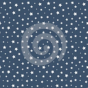 Tiny white irregular Stars on grey background. Minimalist Star geometric shape vector Holiday Seamless Pattern, fashion texture