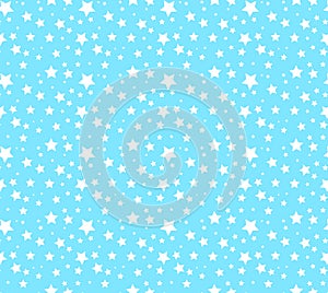 Tiny White Stars on Light Blue Background, Seamless Pattern, Repeatable