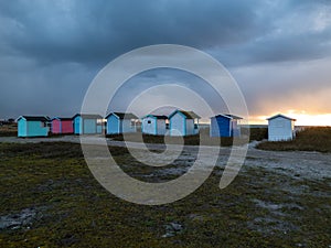 Tiny wooden houses at the southern sweedish coast