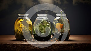 Tiny Worlds of Sustainability: Miniature Ecosystems Encased in Jars for Environmental Protection