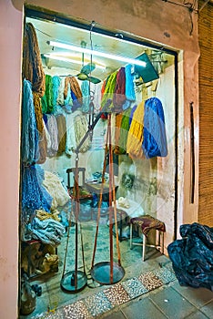 The yarn stall in Grand Bazaar, Kashan, Iran