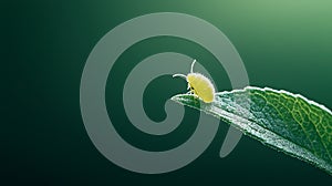 A Tiny Yellow Insect on a Leaf