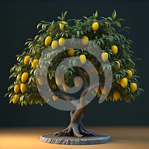 Tiny yellow mango tree with mangoes