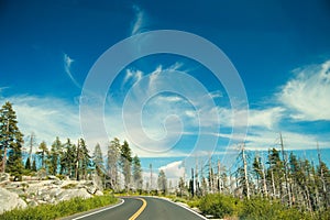 Tioga Pass Road through Olmsted Point, Yosemite National Park, California, USA