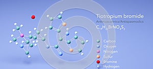 tiotropium bromide molecule, molecular structures, Antimuscarinics Antispasmodics, 3d model, Structural Chemical Formula and Atoms