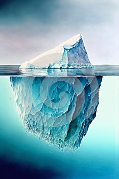 Tip of the iceberg. Business concept. generative ai. Iceberg. Success business metaphor. Watercolor painting