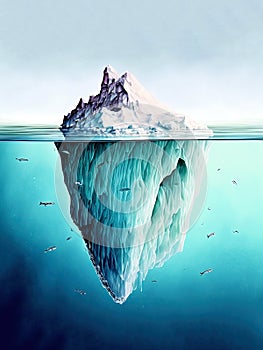 Tip of the iceberg. Business concept. generative ai. Iceberg. Success business metaphor. Watercolor painting