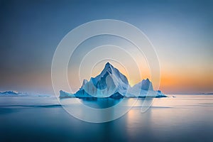 Tip Of An Iceberg In A Icy Sea Seen From Over And Under The Water. Generative AI