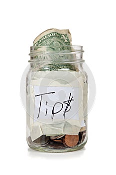Tip jar with money