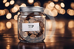 Tip jar. Savings. Money. Glass jar