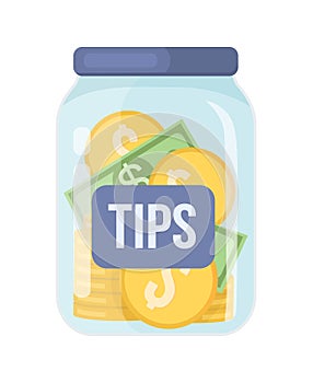 Tip jar semi flat color vector object