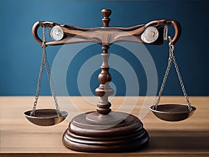 Tip the scales of justice concept as a the hand of a person